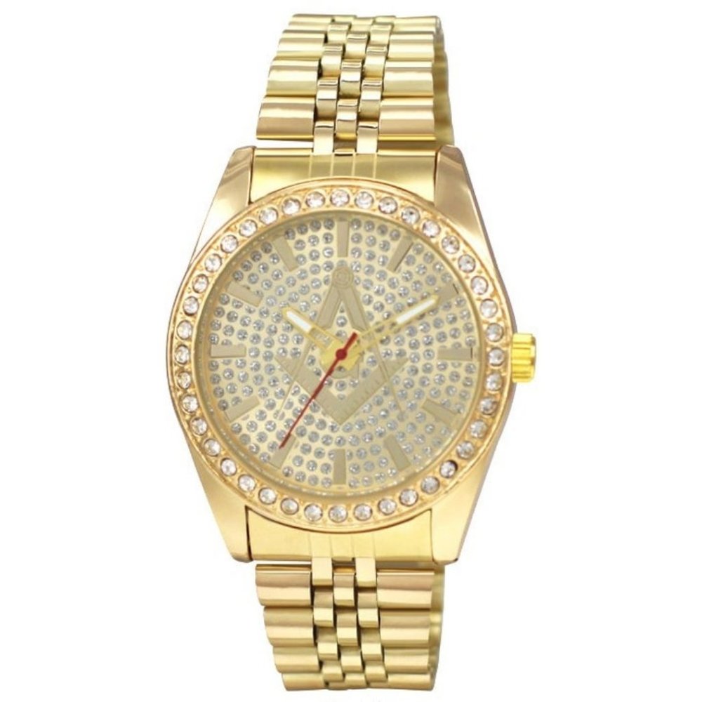42mm Montres Carlo Men's Luxury Metal Band Stones Dress Gold Women Watch